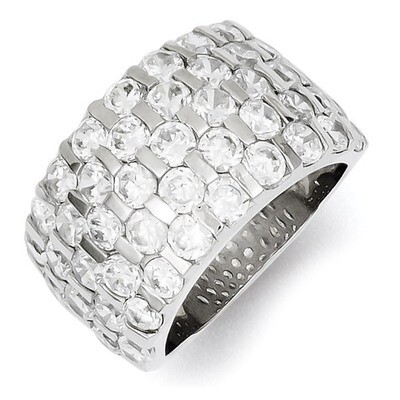 Wide Band Ring Sterling Silver Diamond QR4219, MPN: QR4219, 883957481982