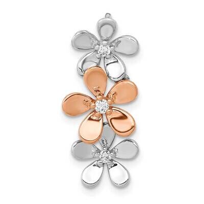 1/10Ct. Diamond Three Flower Chain Slide 14k Rose &amp; White Gold PM4038-009-RWA, MPN: PM4038-009-RWA,…