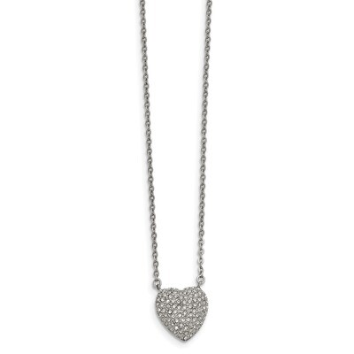 Preciosa Crystal Heart 2 inch ext Necklace Stainless Steel Polished SRN2007-16 by Chisel, MPN: SRN2…