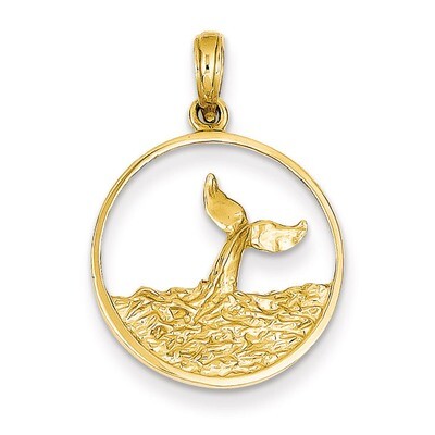 Whale Tail in Circle with Waves Pendant 14k Gold C3429, MPN: C3429, 883957148205