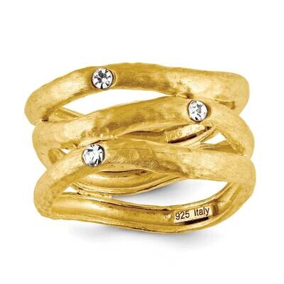 Sterling Silver three row open ring swirl ring with diamonique cz&#39;s-y J317483240356
