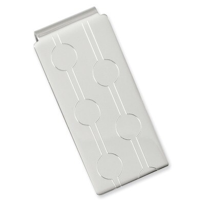 Circle Pattern Engravable Hinged Money Clip Rhodium-plated KW661, MPN: KW661, 886774644820