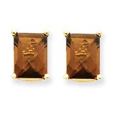 9x7 Emerald Smokey Quartz Earrings 14k Gold XE68SQ, MPN: XE68SQ, 883957096384