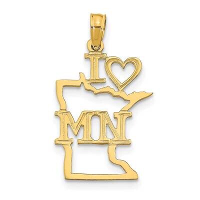 Minnesota State Pendant 14k Gold Solid D1170, MPN: D1170,