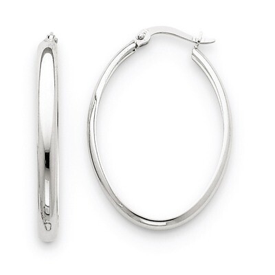 Polished 3.5mm Oval Hoop Earrings 14k White Gold TE268, MPN: TE268, 886774732169