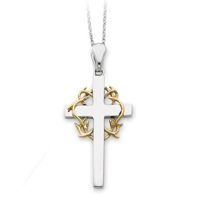 No Greater Love Cross 18 Inch Necklace Sterling Silver Gold-plated QSX114, MPN: QSX114, 883957715681