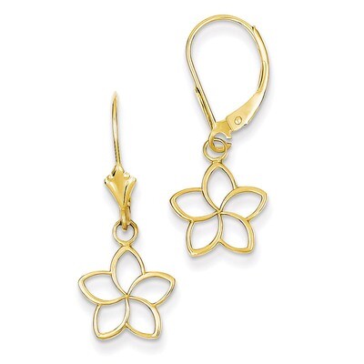 Cut Out Flower Lever Back Earrings 14k Gold Polished TM757, MPN: TM757, 637218050024