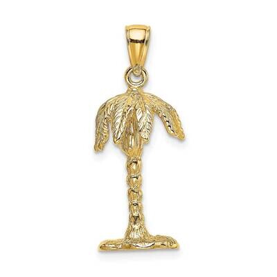 Textured Palm Tree Charm 14k Gold 3-D K8138, MPN: K8138, 637218068685