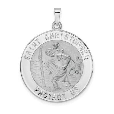 Saint Christopher Solid Medal Pendant 14k White Gold Polished XR1927, MPN: XR1927, 196904169865