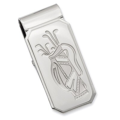 Kelly Waters Golf Bag Hinged Money Clip Rhodium-plated GL8774, MPN: GL8774, 196904088685