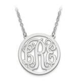 Laser Etched Outline Monogram Circle Pendant with Chain 10k White Gold 10XNA566W, MPN: 10XNA566W, 8…