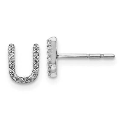 Initial U Earrings 14k White Gold Diamond EM4169U-008-WA, MPN: EM4169U-008-WA, 883957663456