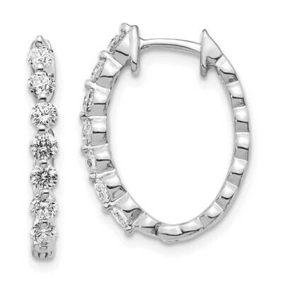 Aa Diamond Hinged Hoop Earrings 14k White Gold EM5410-075-WA, MPN: EM5410-075-WA, 883957091075