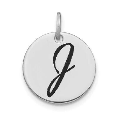 Letter J Black Epoxy Initial Disk Charm 14k White Gold Polished YC1436WJ, MPN: YC1436WJ, 1969040850…