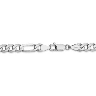 26 Inch 5.5mm Flat Figaro Chain 14k White Gold WFIG140-26, MPN: WFIG140-26, 191101833311
