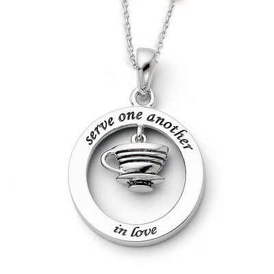 Serve One Another 18 Inch Necklace Sterling Silver Antiqued QSX317, MPN: QSX317, 883957293639