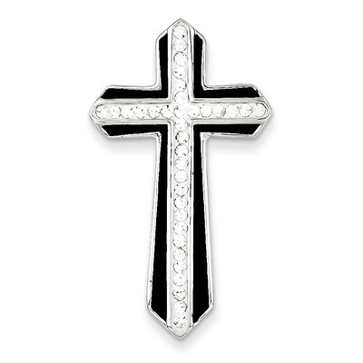 Sterling Silver Rhodium Stellux Crystal &amp; Enamel Cross Slide QC7266