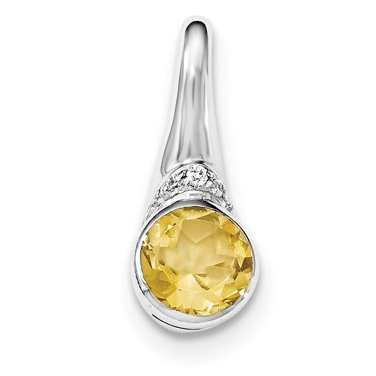 CZ Diamond and Citrine Pendant Sterling Silver Rhodium-plated QP4545CI, MPN: QP4545CI,