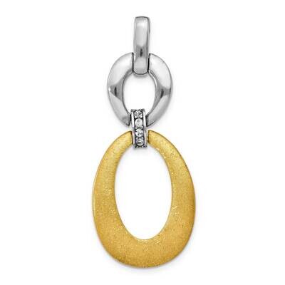 Gold Tone Polished Brushed Crystal Pendant Sterling Silver CMEI17879, MPN: CMEI17879,