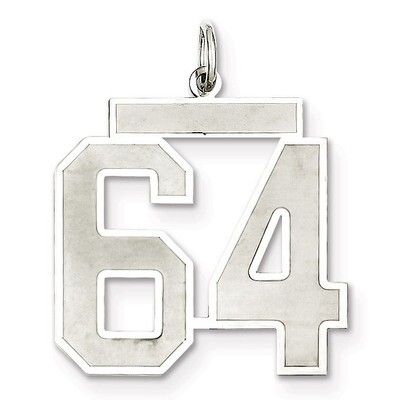Pendant Number 64 Satin Sterling Silver Large QPP64, MPN: QPP64, 191101282034