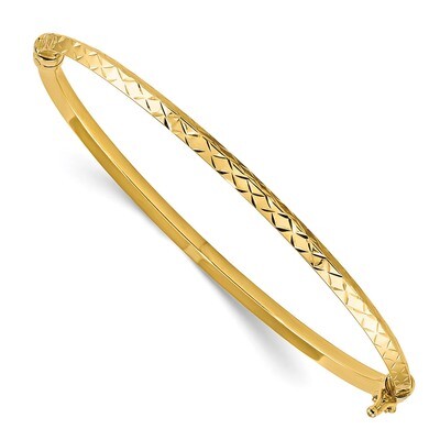 7 Inch Diamond Cut Hinged Bangle Bracelet 14k Gold Polished DB640, MPN: DB640, 191101980152