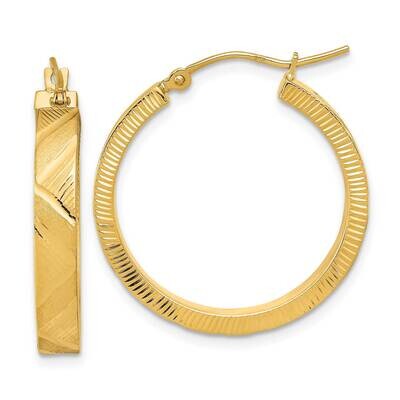 Brushed Textured Hoop Earrings 14k Gold Polished TF2064, MPN: TF2064, 883957988214
