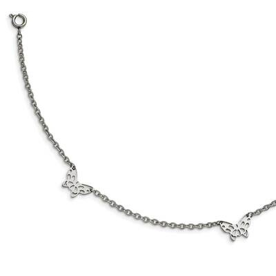 Butterfly Charms 9 Inch 1 Inch Extension Anklet Stainless Steel Polished SRA110-9.5 by Chisel, MPN:…