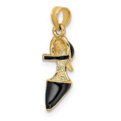 Black Enamel Closed Toe High Heel Charm 14k Gold 3-D K6950, MPN: K6950, 637218132355