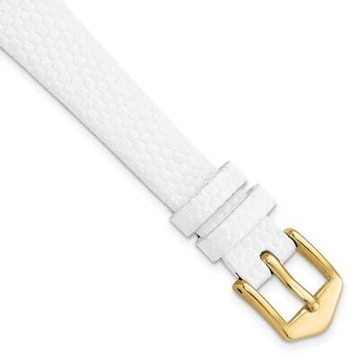 13mm White Flat Lizard Grain Calfskin Watch Band Gold-tone BA547-13, MPN: BA547-13,