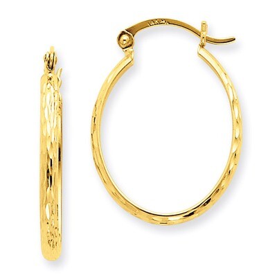 Lightweight Diamond-cut Oval Hoop Earrings 14k Gold TE512, MPN: TE512, 883957290799