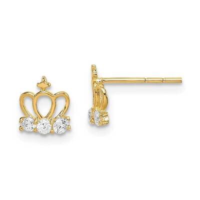 Crown Post Earrings 14k Gold CZ Diamond GK1070 by Madi K, MPN: GK1070, 191101901447