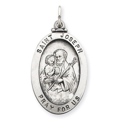 Saint Joseph Medal Antiqued Sterling Silver QC3596, MPN: QC3596, 883957554297