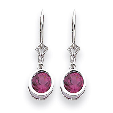 6mm Rhodolite Garnet Leverback Earrings 14k White Gold XLB101WRG, MPN: XLB101WRG, 883957226798