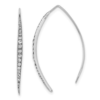 CZ Diamond Threader Earrings Sterling Silver Rhodium-plated QE12064, MPN: QE12064, 191101230776