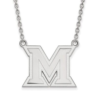 Miami University Large Pendant with Chain Necklace 14k White Gold 4W012MU-18, MPN: 4W012MU-18, 8867…
