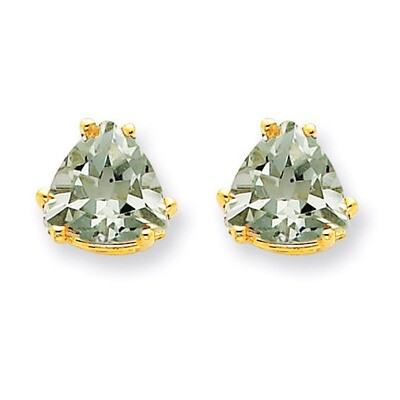 7mm Trillion Green Quartz Earrings 14k Gold XE95AG, MPN: XE95AG, 883957110042