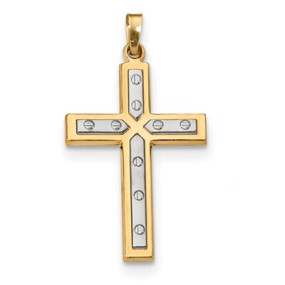 Polished &amp; Satin Cross Pendant 14k Gold &amp; Rhodium XR1566, MPN: XR1566, 886774084879