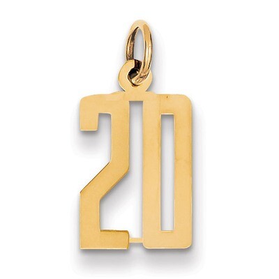 Number 20 Charm 14k Gold Small Polished Elongated LES20, MPN: LES20, 883957724850
