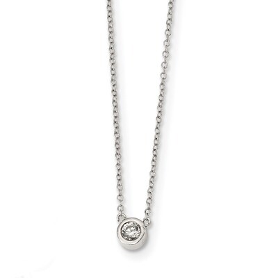 CZ Diamond Necklace 16 Inch Sterling Silver Rhodium-plated QG4310-16, MPN: QG4310-16, 886774117768