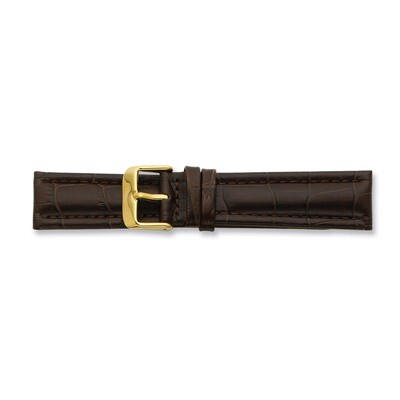 18mm Brown Matte Alligator Grain Buckle Watch Band 7.5 Inch Gold-tone BA209-18, MPN: BA209-18, 8867…