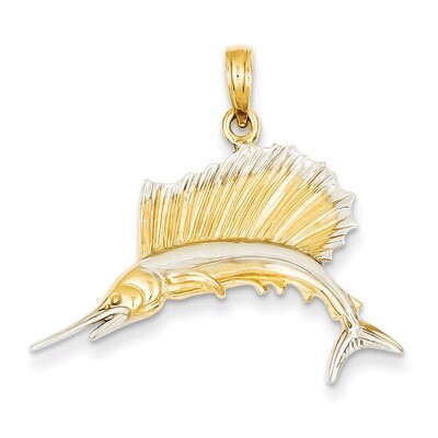 Sailfish Pendant 14K Gold &amp; Rhodium K4192, MPN: K4192, 637218116492
