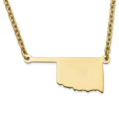 Oklahoma State Pendant Necklace with Chain 14k Yellow Gold Engravable XNA706Y-OK, MPN: XNA706Y-OK, …