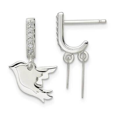 2 Birds CZ Diamond J-Hoop Post Earrings Sterling Silver QE16587, MPN: QE16587, 196904165171
