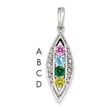 Family Jewelry Synthetic Stone &amp; Diamond Set Pendant 14k White Gold XMPW32/4SY, MPN: XMPW32/4SY, 88…