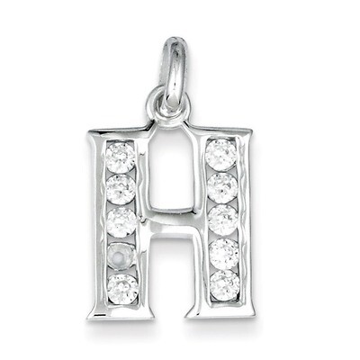 White Diamond Initial H Pendant Sterling Silver QC6716H, MPN: QC6716H, 883957570938