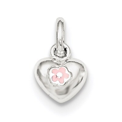 Pink Enamel Kid&#39;S Heart Pendant Sterling Silver QP4072, MPN: QP4072, 191101469930