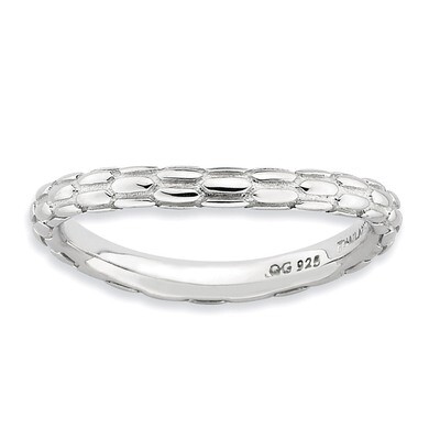 Sterling Silver Polished Rhodium-plate Wave Ring QSK698-5