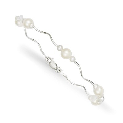 Spiral and Cultured Pearl Bracelet Sterling Silver QB249, MPN: QB249, 191101180972