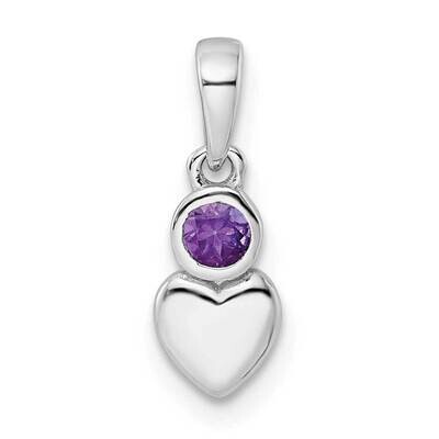Amethyst Heart Pendant Sterling Silver Rhodium-Plated Polished QBPD35FEB, MPN: QBPD35FEB,
