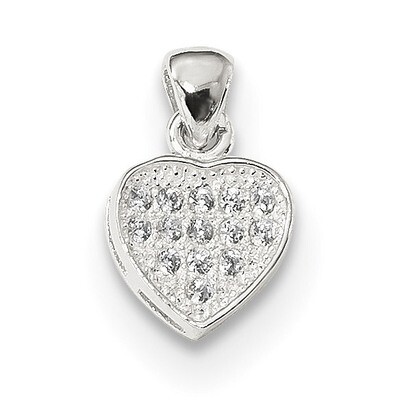 CZ Diamond Polished Heart Pendant Sterling Silver Rhodium-plated QP4952, MPN: QP4952, 883957639017